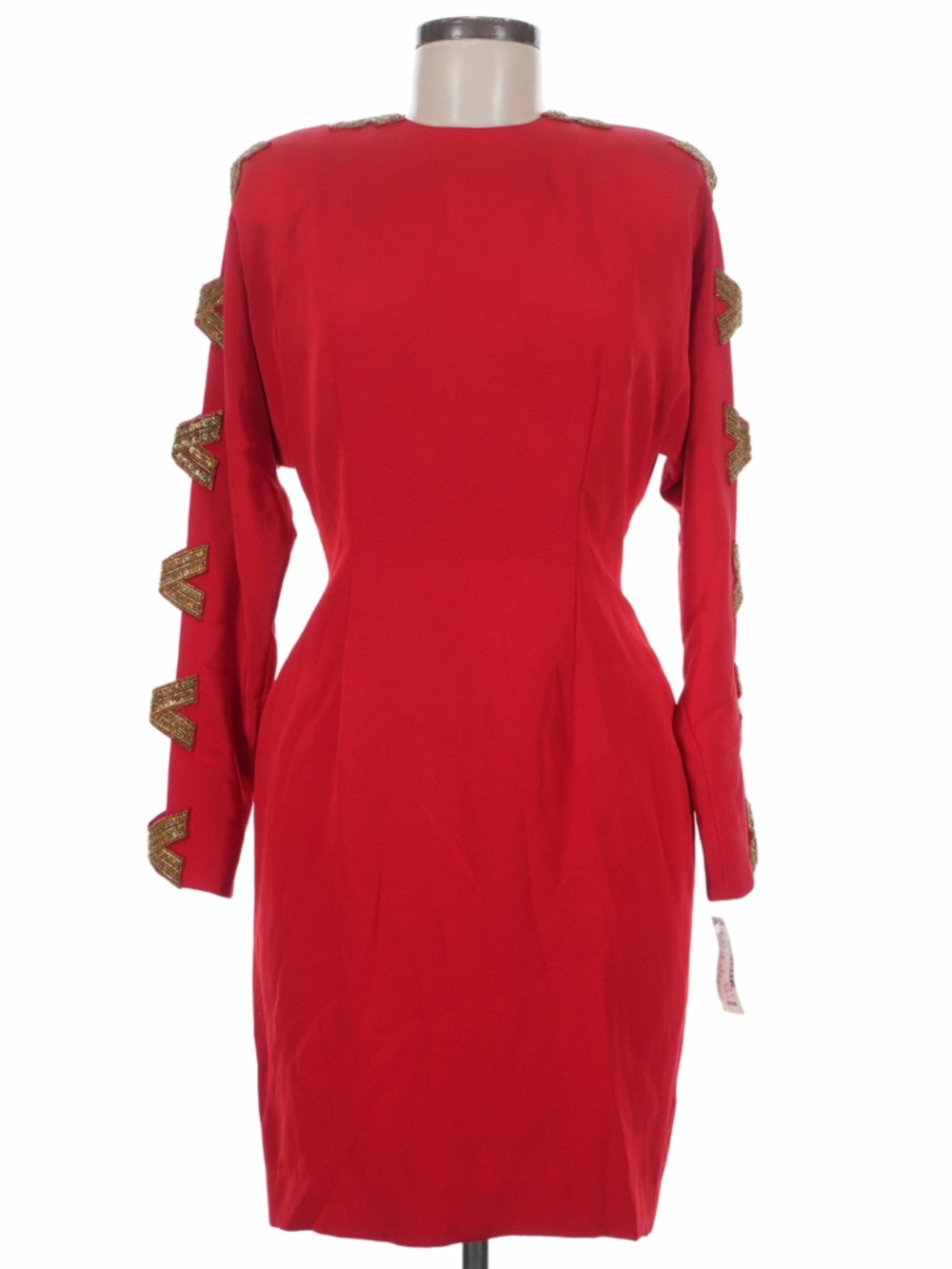 Riazee Boutique Red Beaded Sleeve Dress NWT Size 6 Electric Elegant